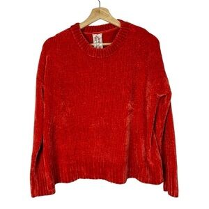 Sadie & Sage Red Chenille Knit Crewneck Sweater S